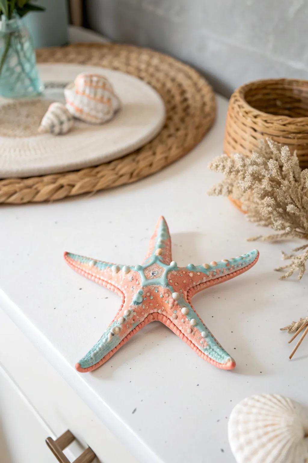 Capture the ocean's elegance with this handcrafted clay starfish—perfect for adding a touch of nautical beauty to your minimalist decor.