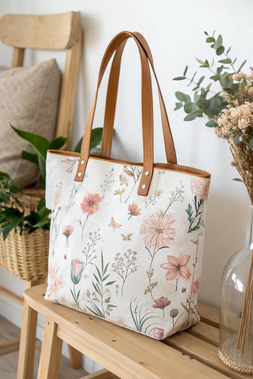 Elevate your style with this chic floral tote—where craftsmanship meets everyday elegance.