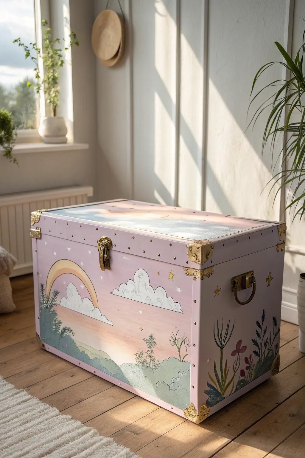 Capture a piece of the sky with this dreamy, hand-painted treasure chest.