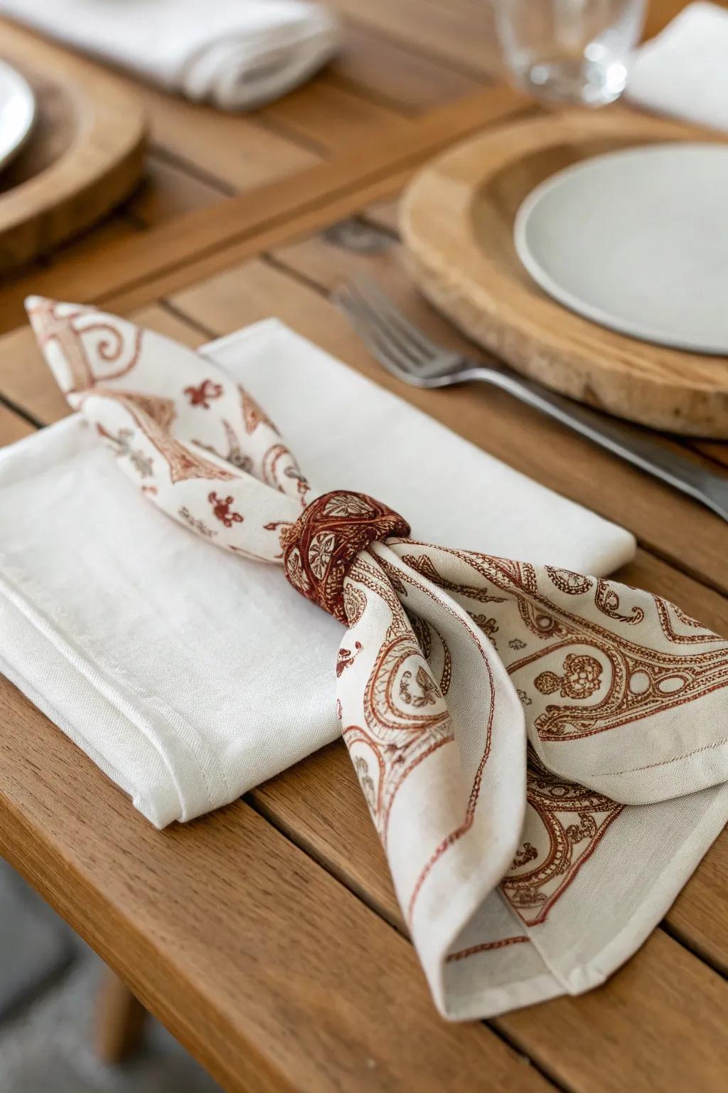 Add a touch of Western charm to your dining with these handcrafted bandana napkin rings.