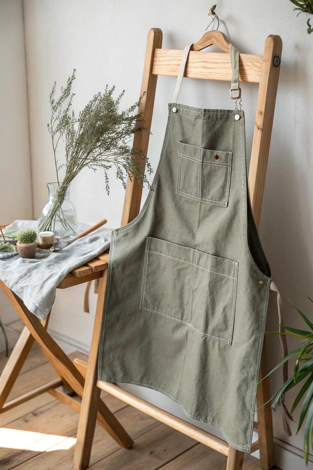 Embrace multitasking with style: Discover the beauty of a handcrafted utility apron.