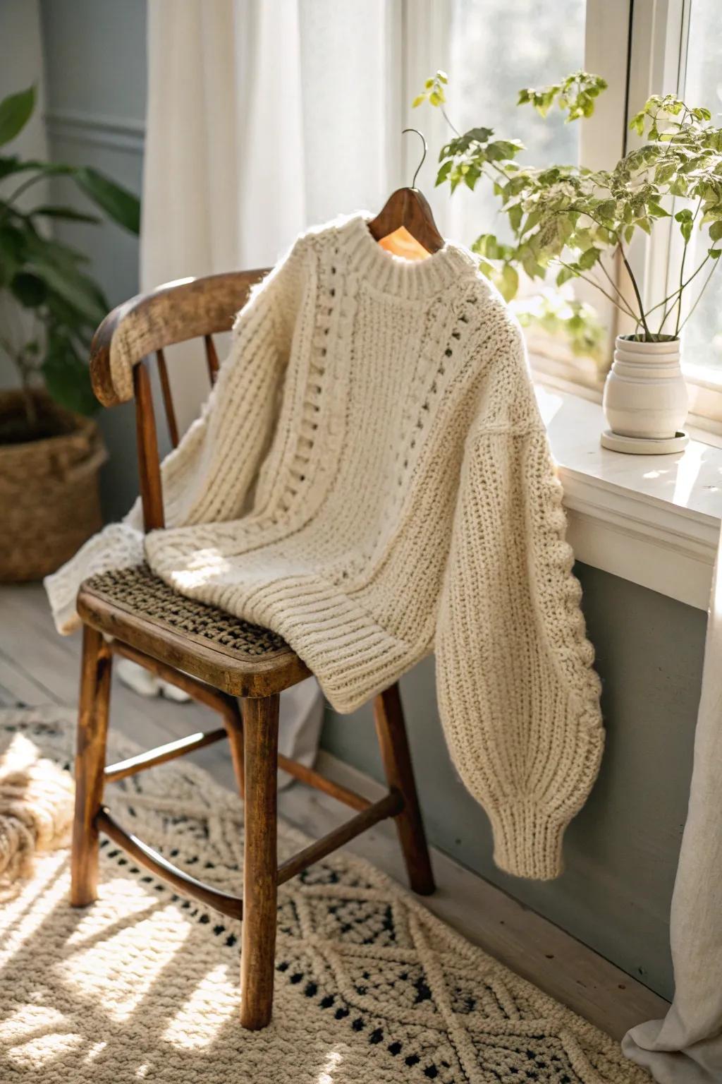 Elevate your winter wardrobe with the timeless elegance of balloon sleeves. #KnitwearMagic