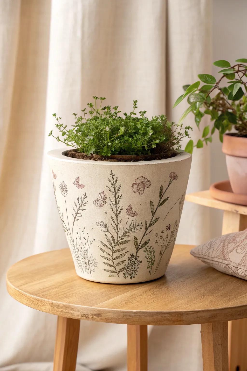 Transform your space with this charming upcycled plant pot, a perfect blend of sustainability and Scandinavian-Boho style.