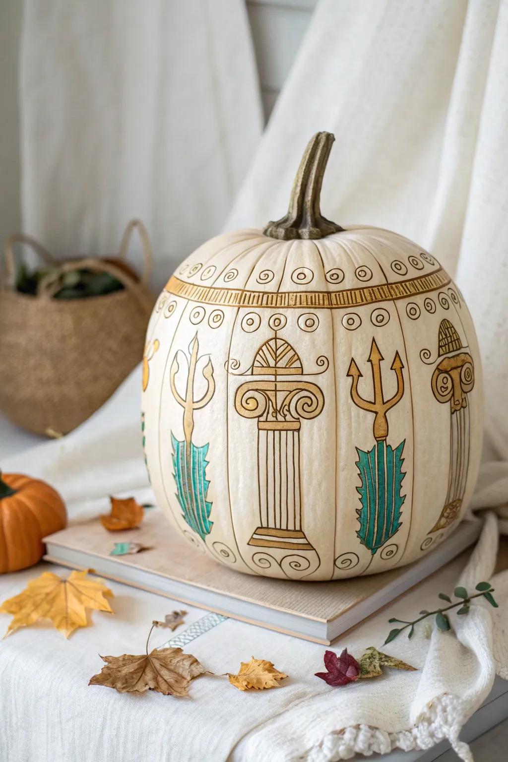 Enchant your space with a Percy Jackson-inspired pumpkin, where Greek mythology meets minimalist elegance.