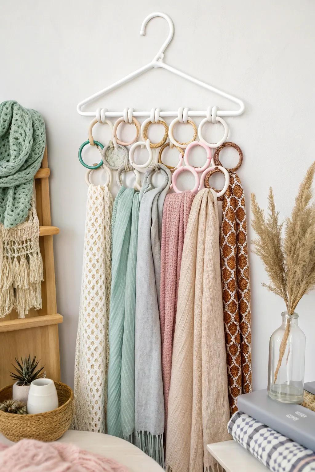 Transform clutter into elegance with this chic upcycled scarf organizer!