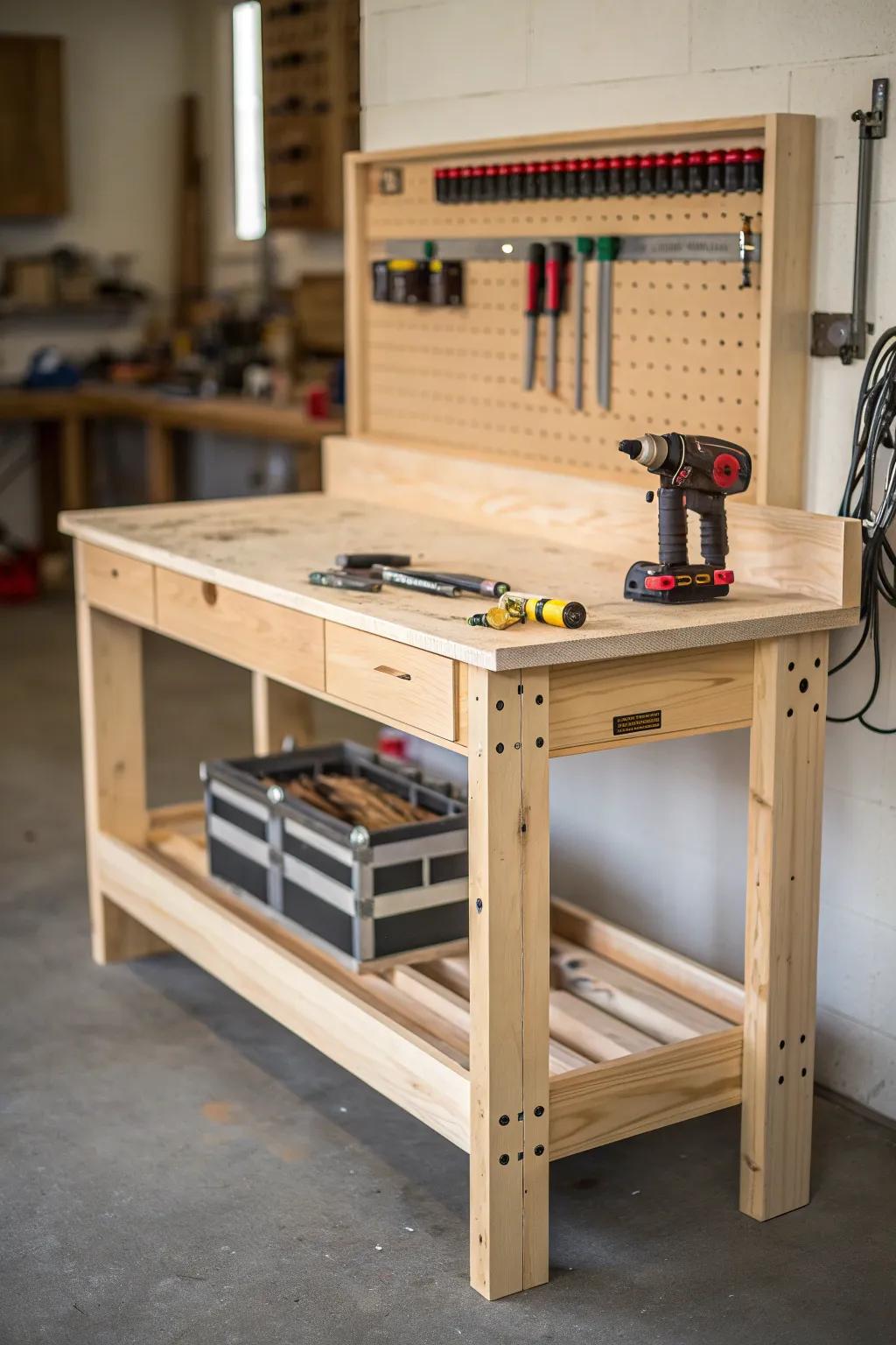 Craft your space: A compact workbench built from simple 2x4s, perfect for every craftsman.