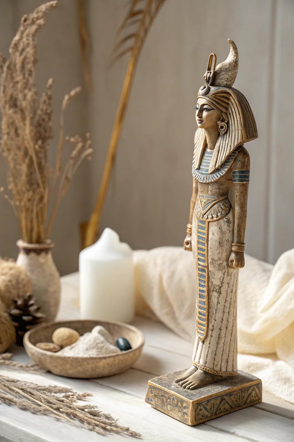 Craft your own myth: Embark on a creative journey with this handcrafted Egyptian deity, where Scandinavian minimalism meets ancient allure.