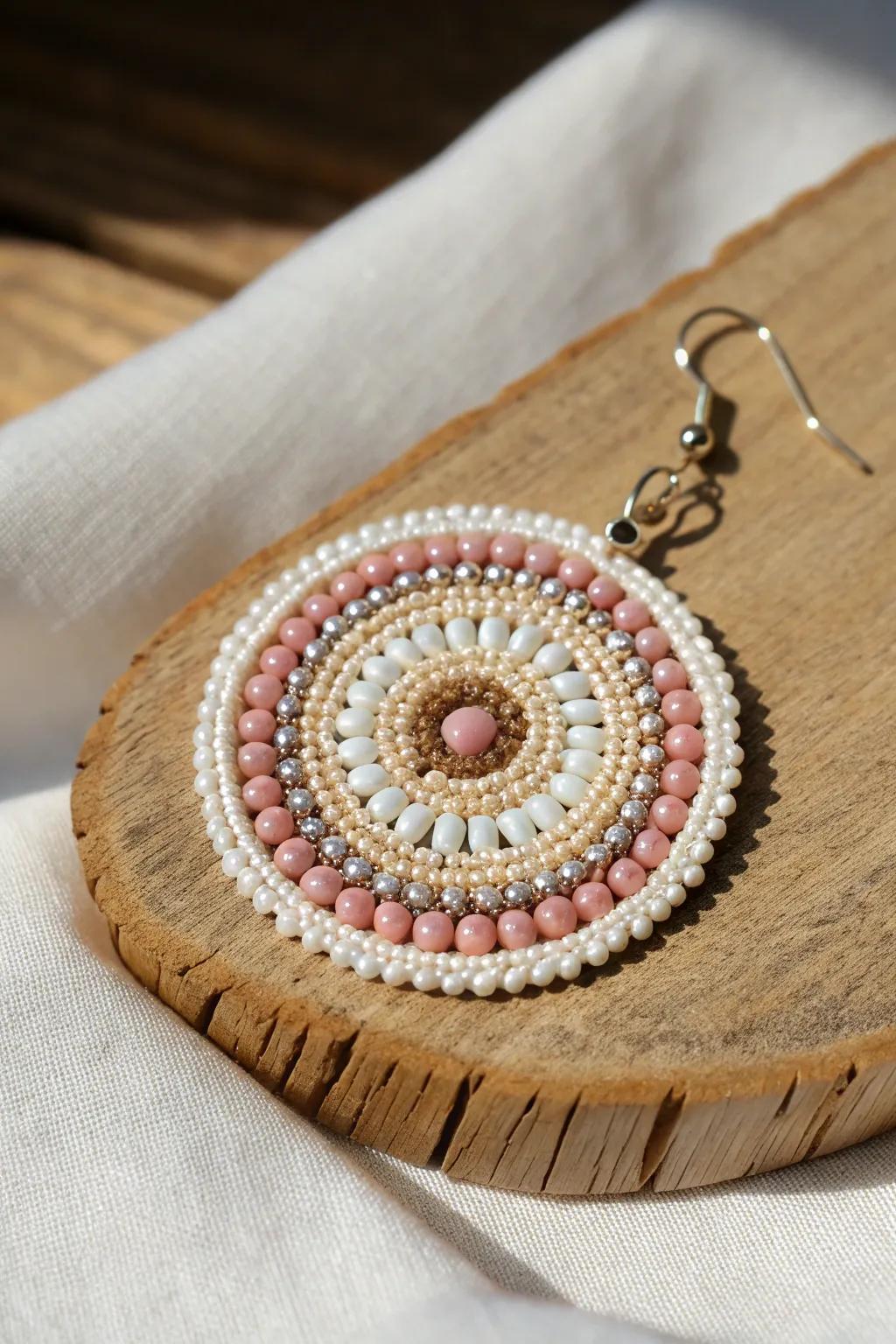 Embrace the elegance of circular brick stitch beadwork—where craftsmanship meets minimalist beauty.