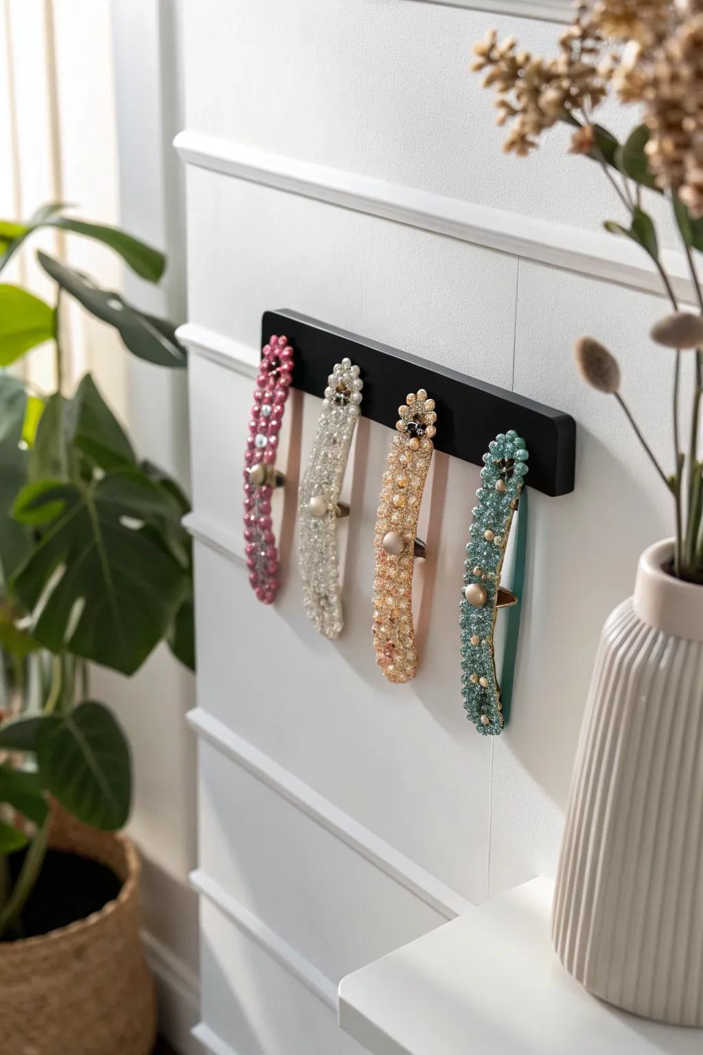 Elevate your space with minimalist elegance: the perfect blend of style and organization for your hair clips.