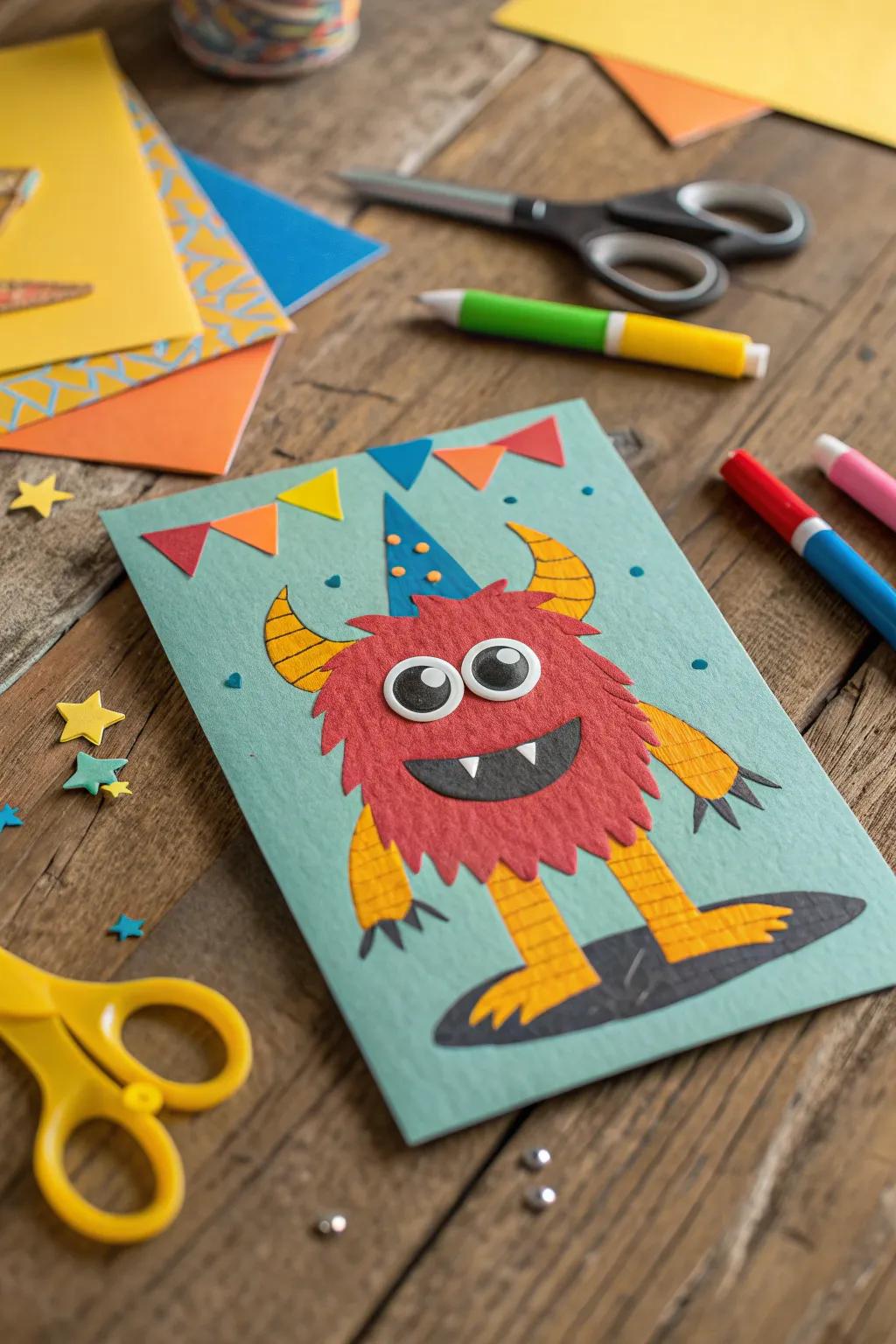 Unleash creativity with a handmade Monster Madness birthday card!