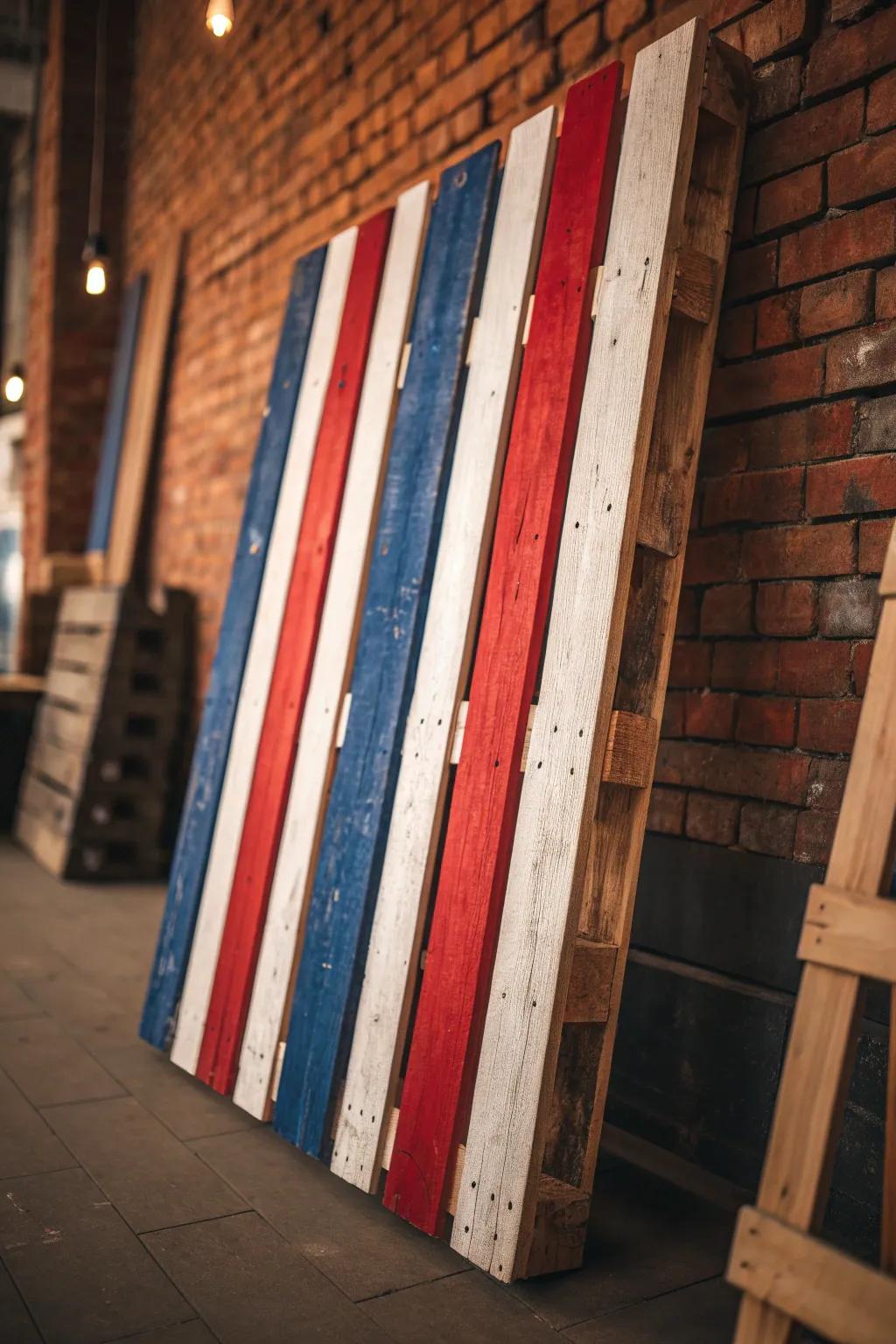 Elevate your space with this handcrafted vertical pallet flag, a perfect blend of rustic charm and patriotic pride.