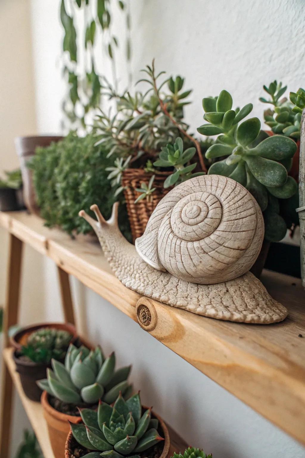 Bring the beauty of nature indoors with handcrafted clay snails – a perfect addition to your minimalist decor!