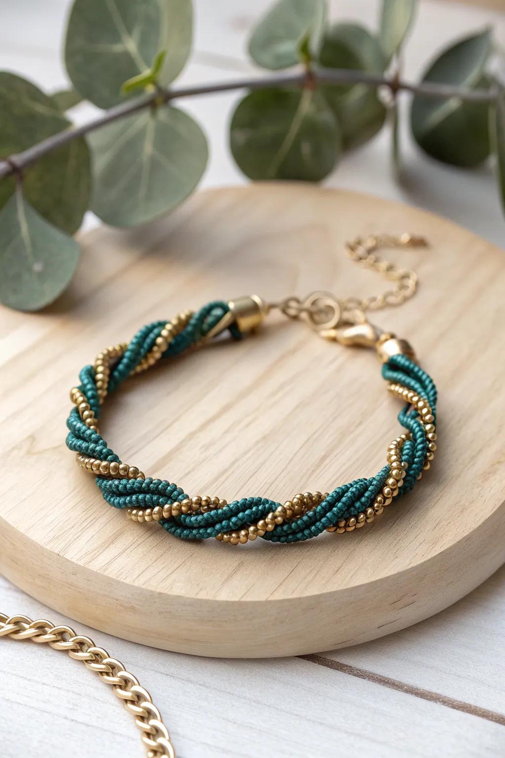 Elevate your style with the elegance of twisted herringbone beadwork.