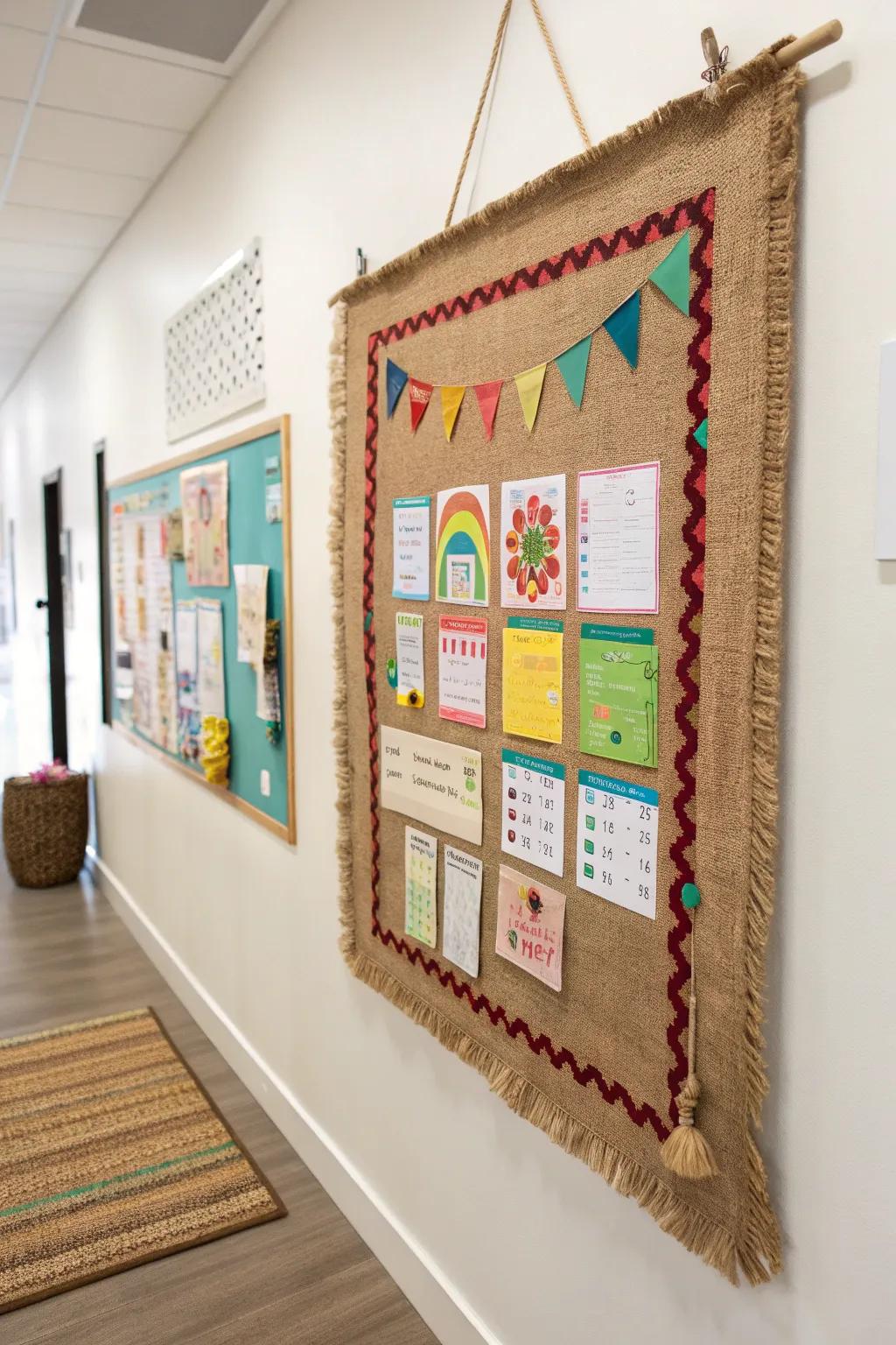 Transform your classroom into a vibrant learning haven with this stunning burlap bulletin board!