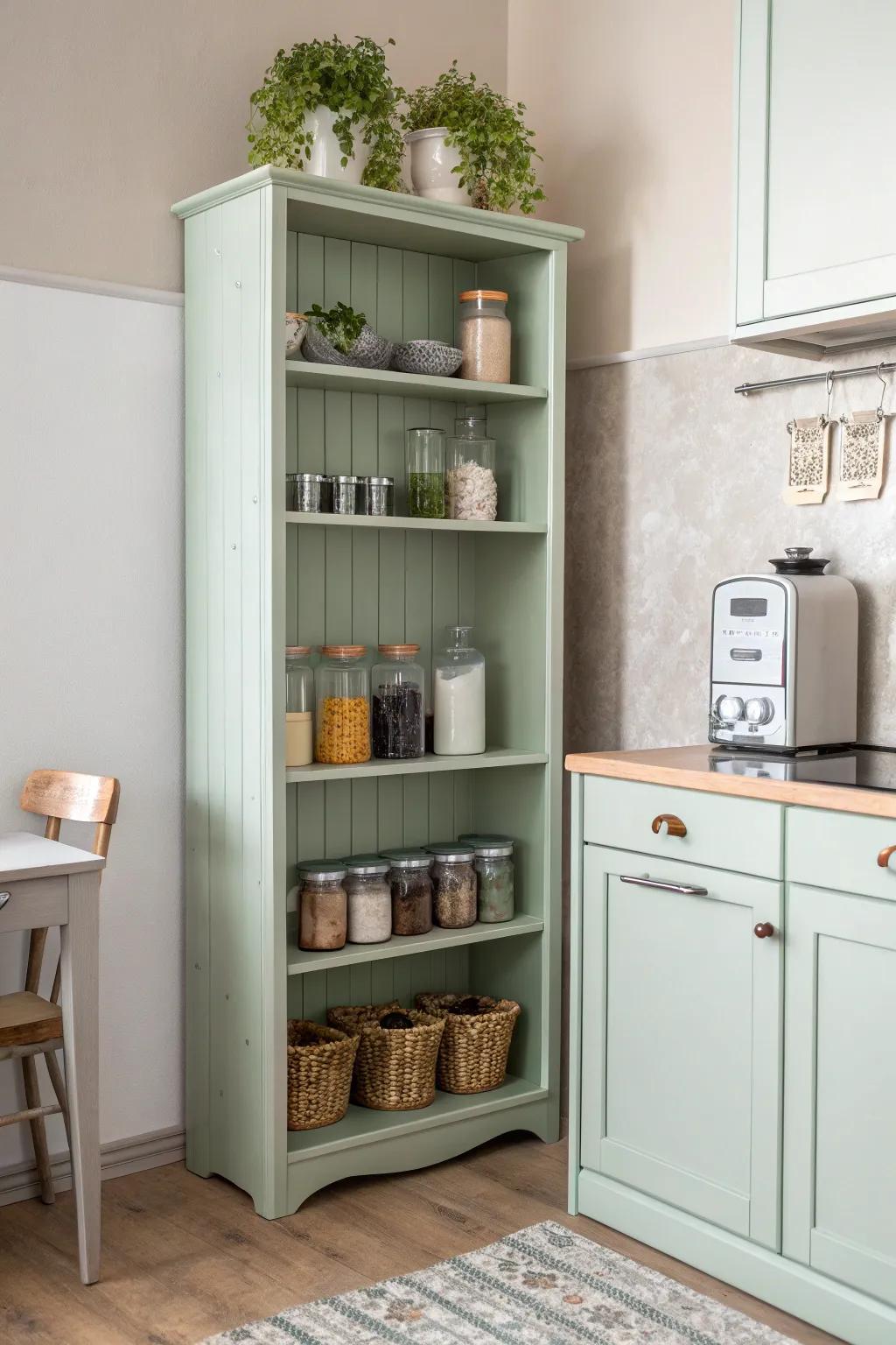 Transform your space with a stylish, repurposed bookshelf kitchenette—where minimalism meets Boho charm.