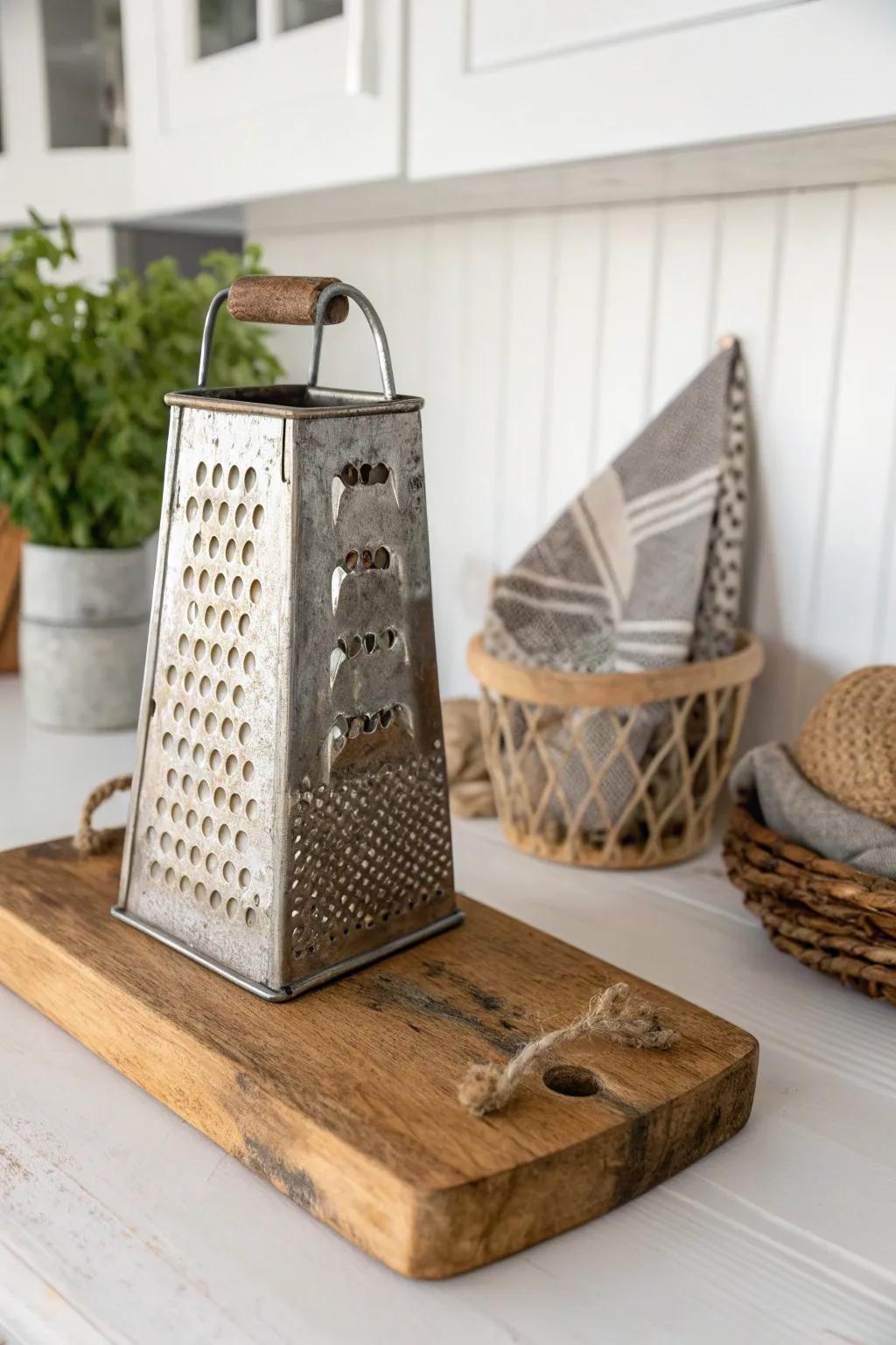 Transform vintage into vogue with this quirky cheese grater utensil holder! #DIYDelight #ScandiBohoCharm