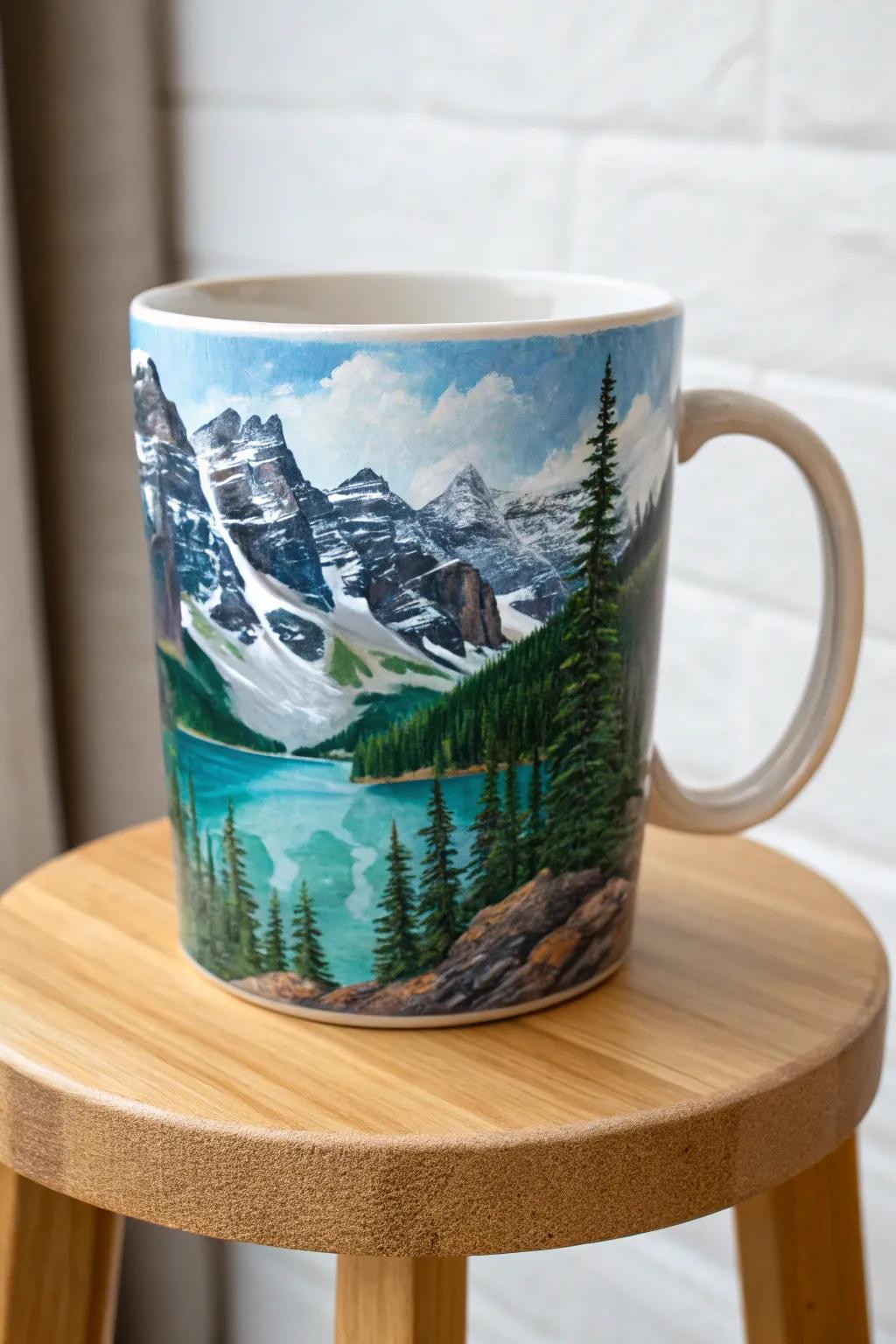 Sip serenity from a mug that brings nature's beauty to your morning ritual.