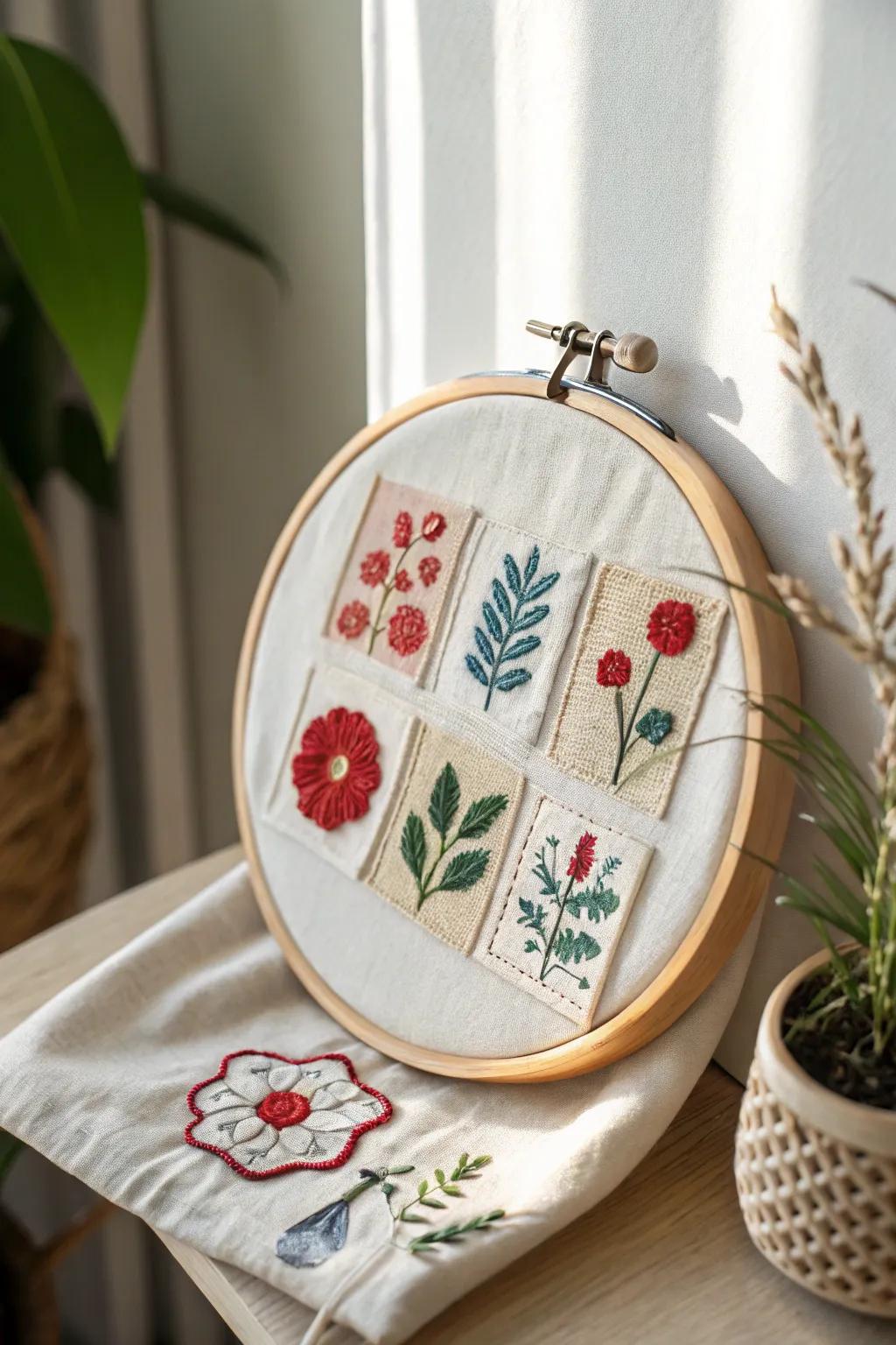 Elevate your wall decor with handcrafted elegance: Embroidery hoop art for a chic, minimalist vibe.