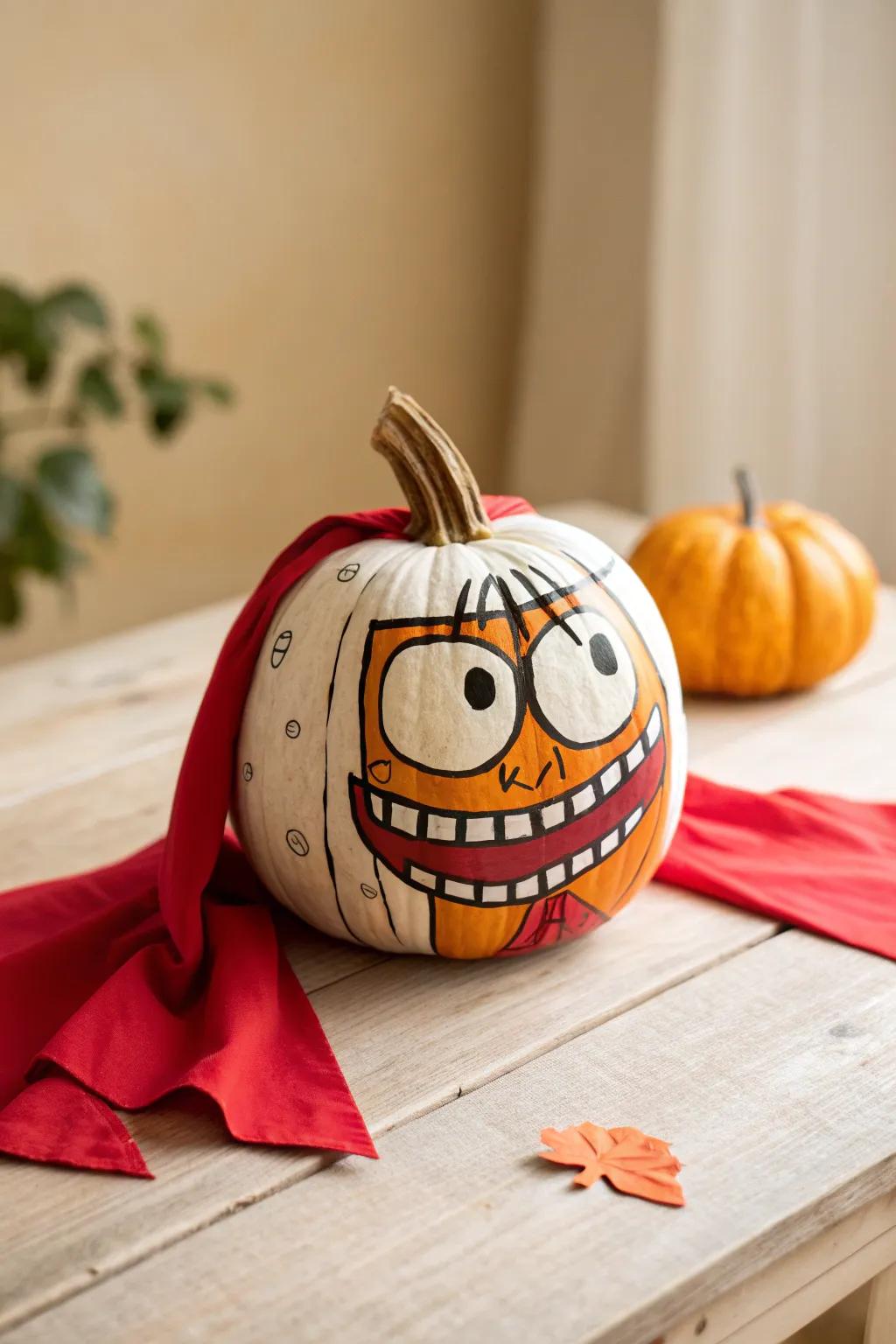 Unleash your inner hero with this playful Captain Underpants pumpkin masterpiece!