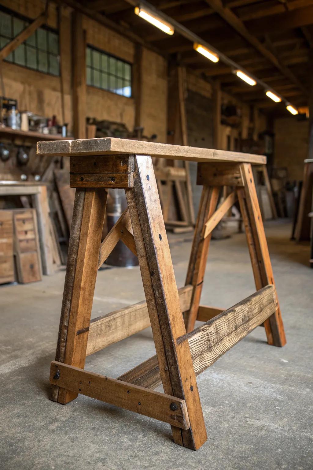 Transforming the old into the extraordinary: a sawhorse with history and character.