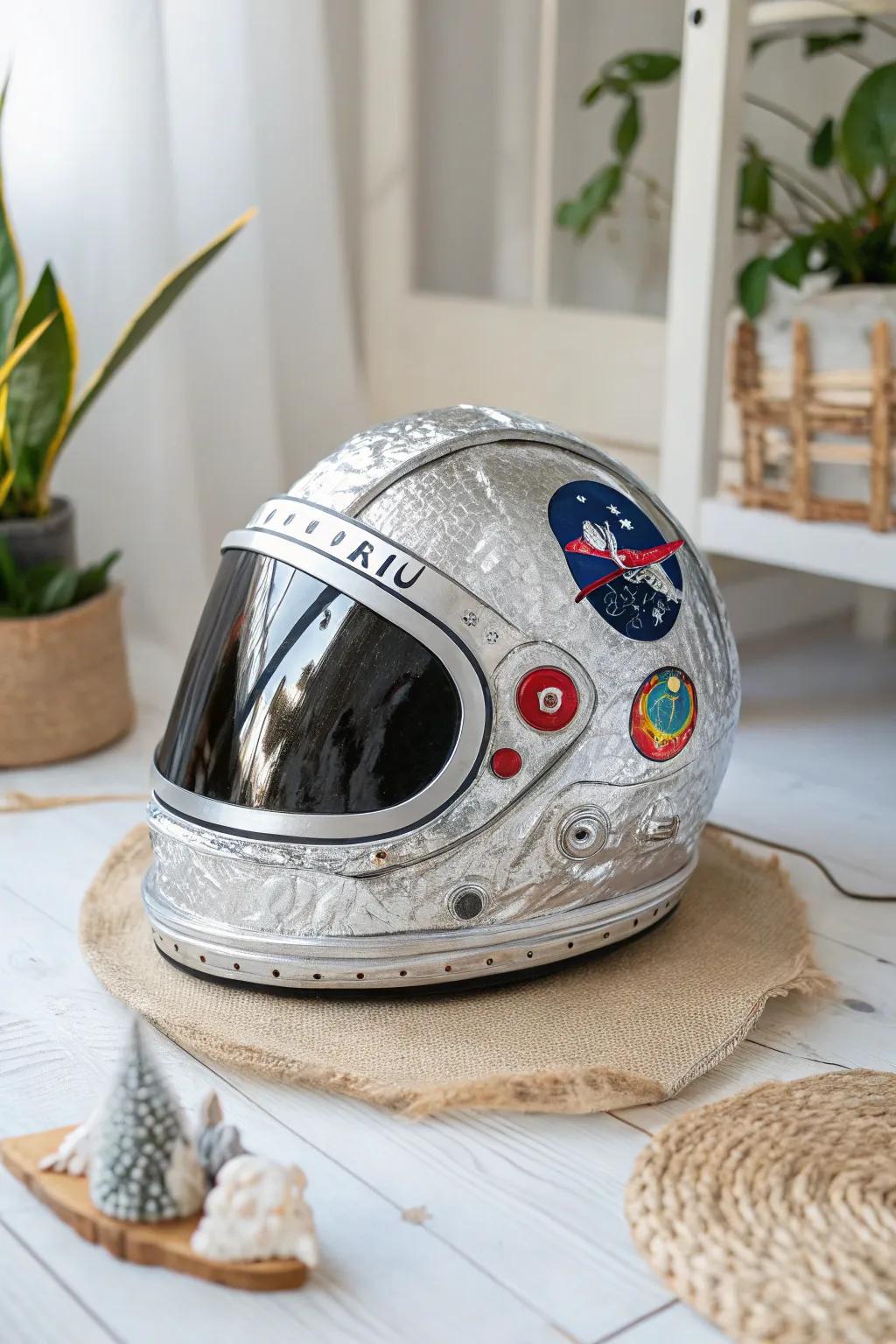 Embrace the cosmos with a chic robo-astronaut vibe – where metallic elegance meets celestial charm.