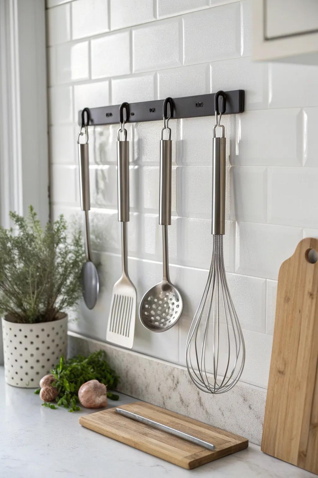 Transform your kitchen with this elegant magnetic strip solution—where simplicity meets style.