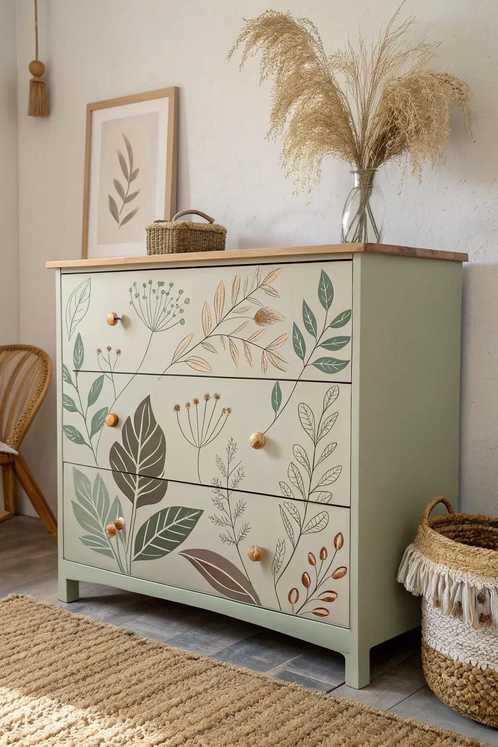 Bring a touch of nature indoors with this beautifully crafted, nature-inspired dresser.