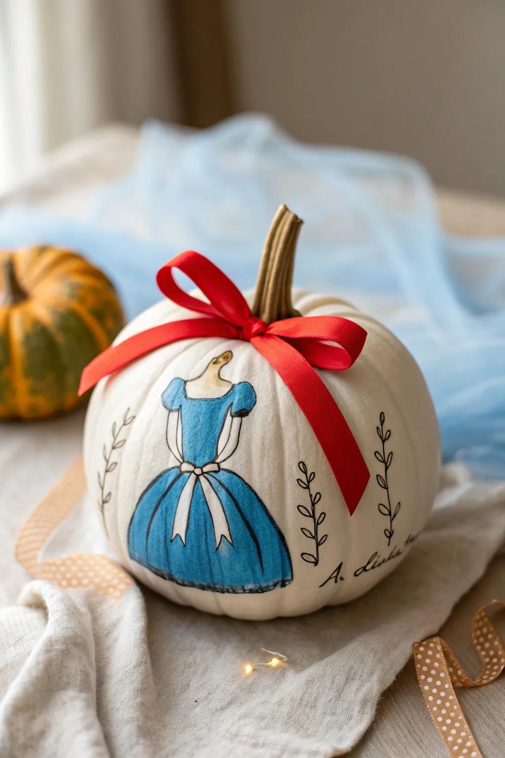 Discover the magic of Matilda with this charmingly painted pumpkin that brings her story to life.