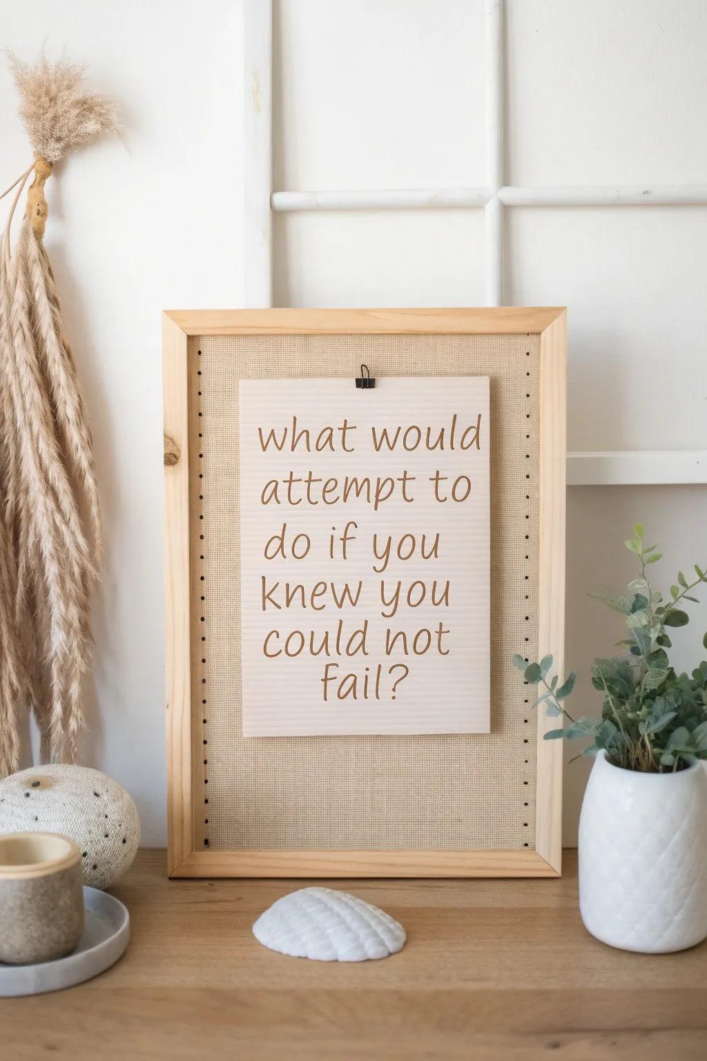 Inspiration starts with a question. What would you attempt to do if you knew you could not fail?