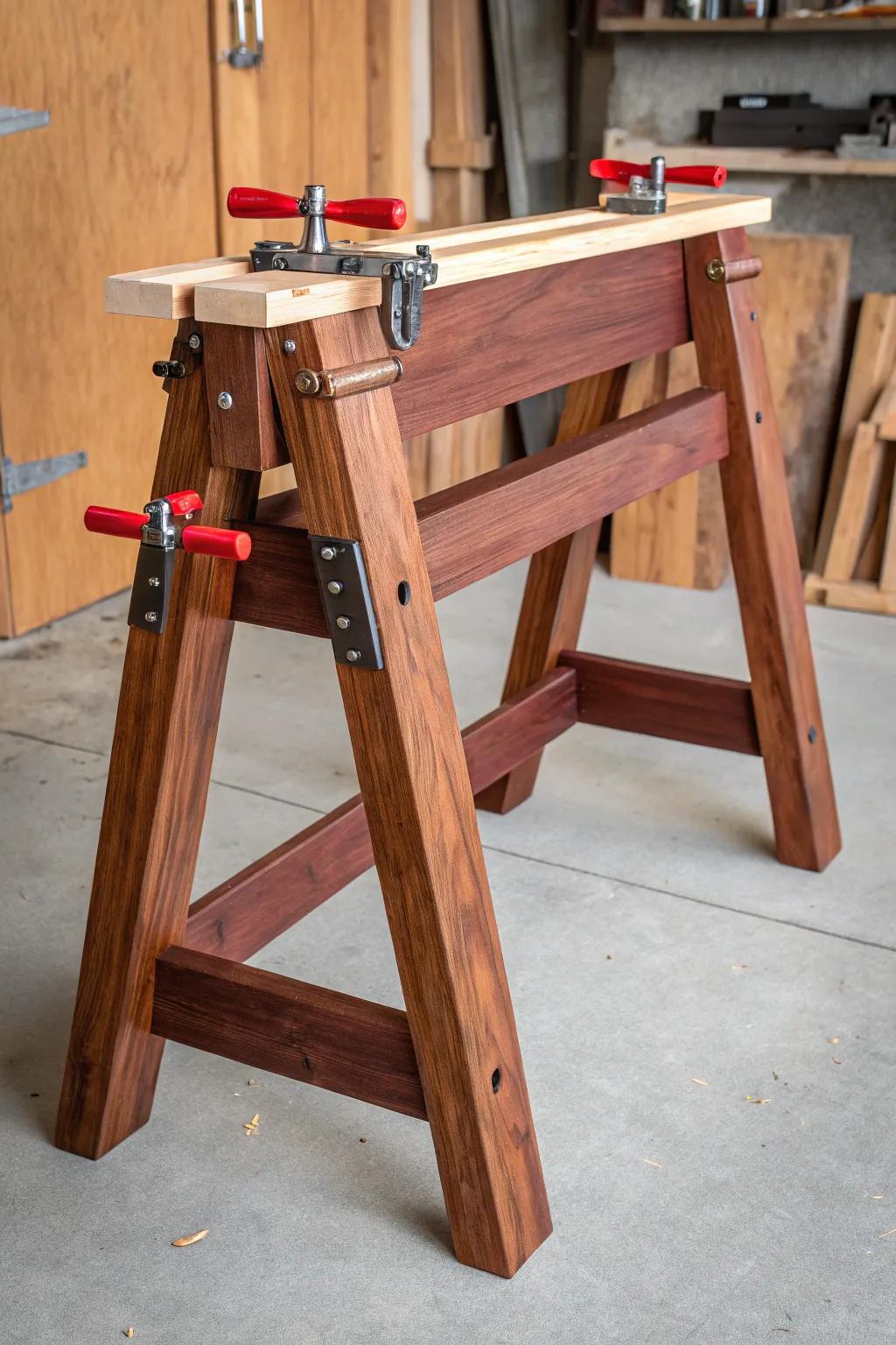 Elevate your craftsmanship with a sawhorse that clamps with precision.