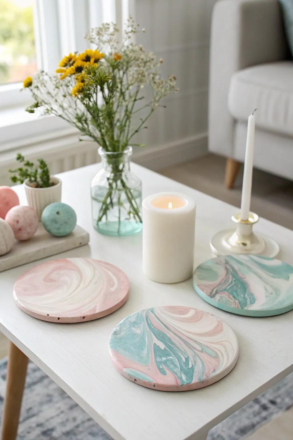 Elevate your space with handcrafted coasters that blend art and function seamlessly.