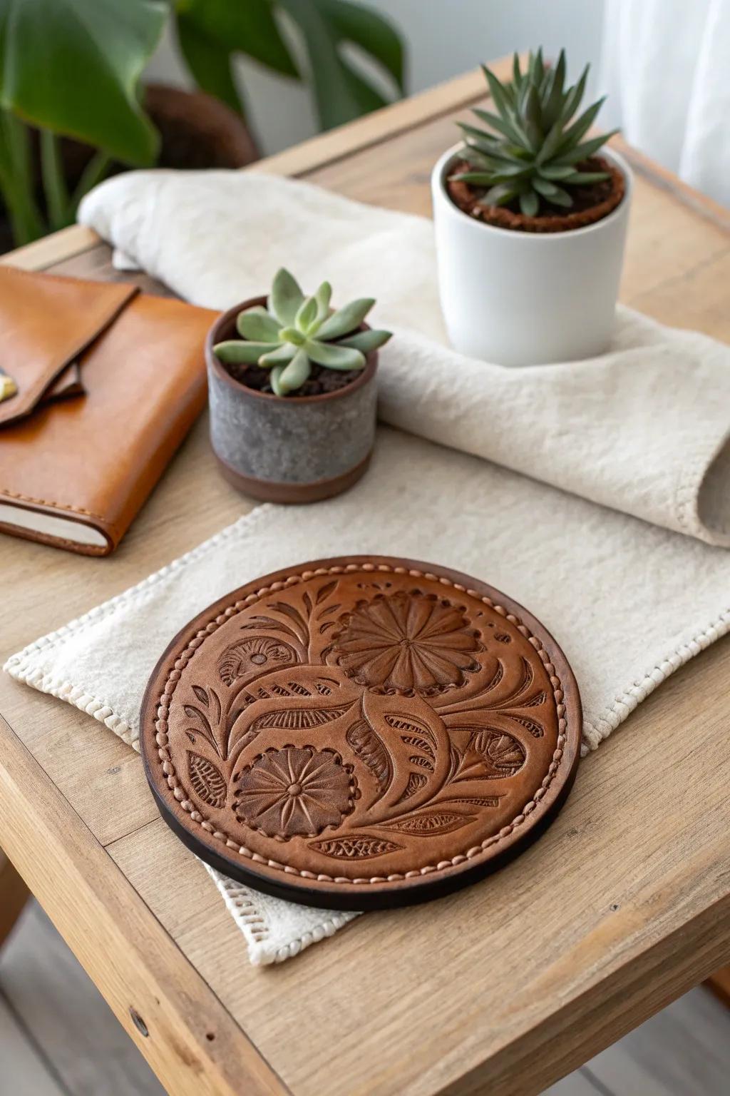 Add a touch of cowboy chic to your home with these DIY leather coasters.