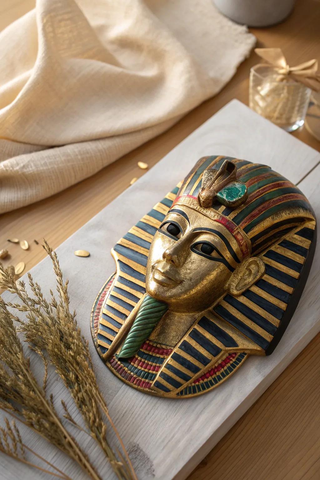 Craft your own touch of ancient elegance with this radiant Egyptian mask.