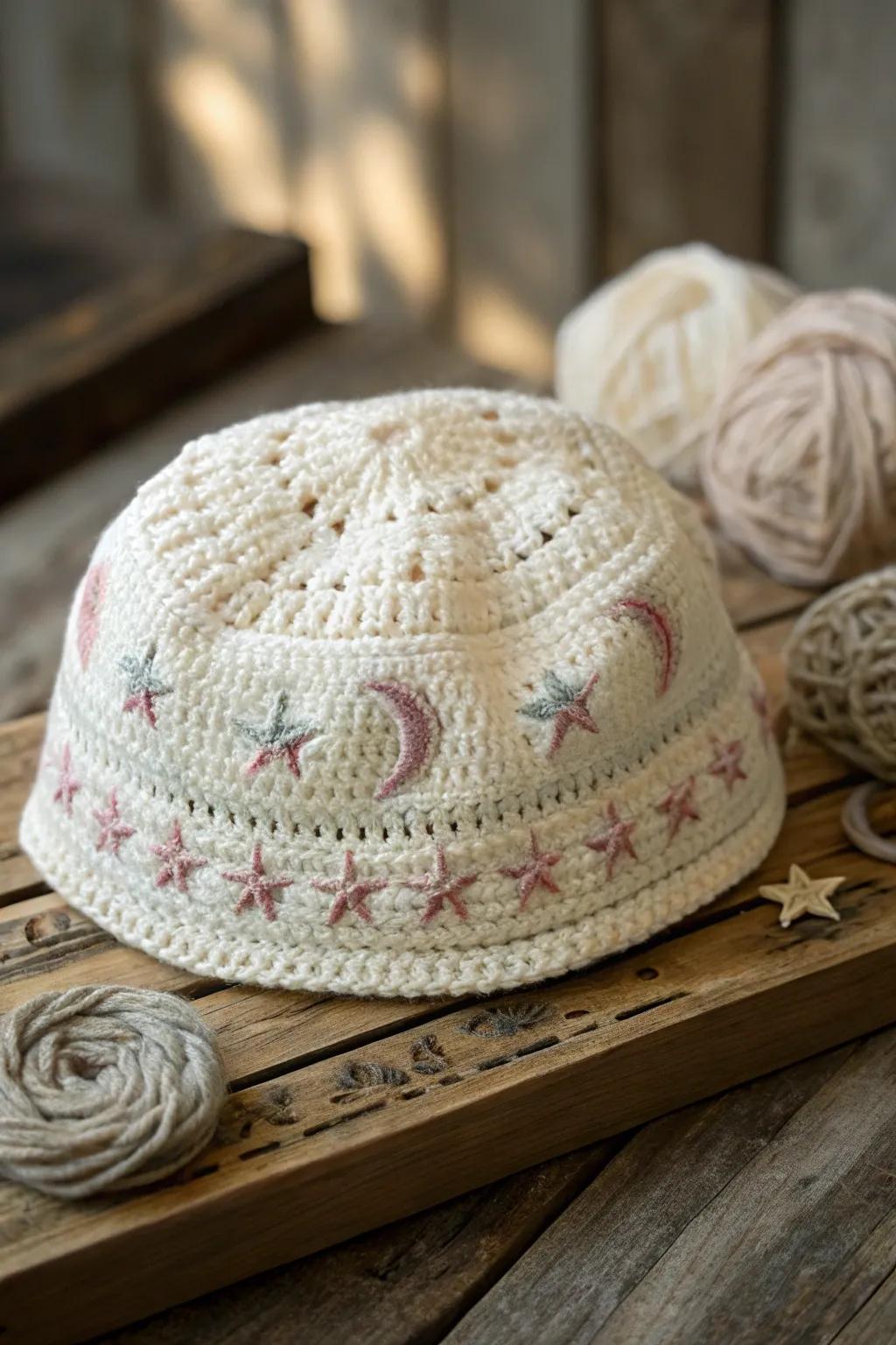 Embrace the magic with this enchanting crochet hat, where fairytales come to life in every stitch.