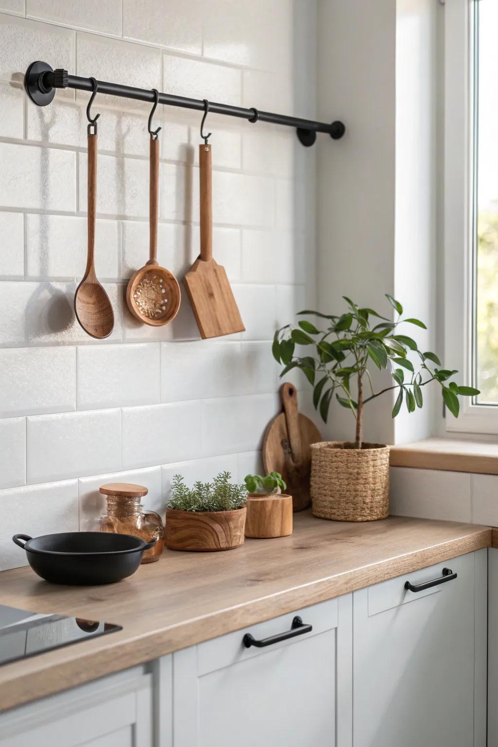 Elevate your kitchen space with a stylish pot rail — the perfect blend of functionality and minimalist charm.