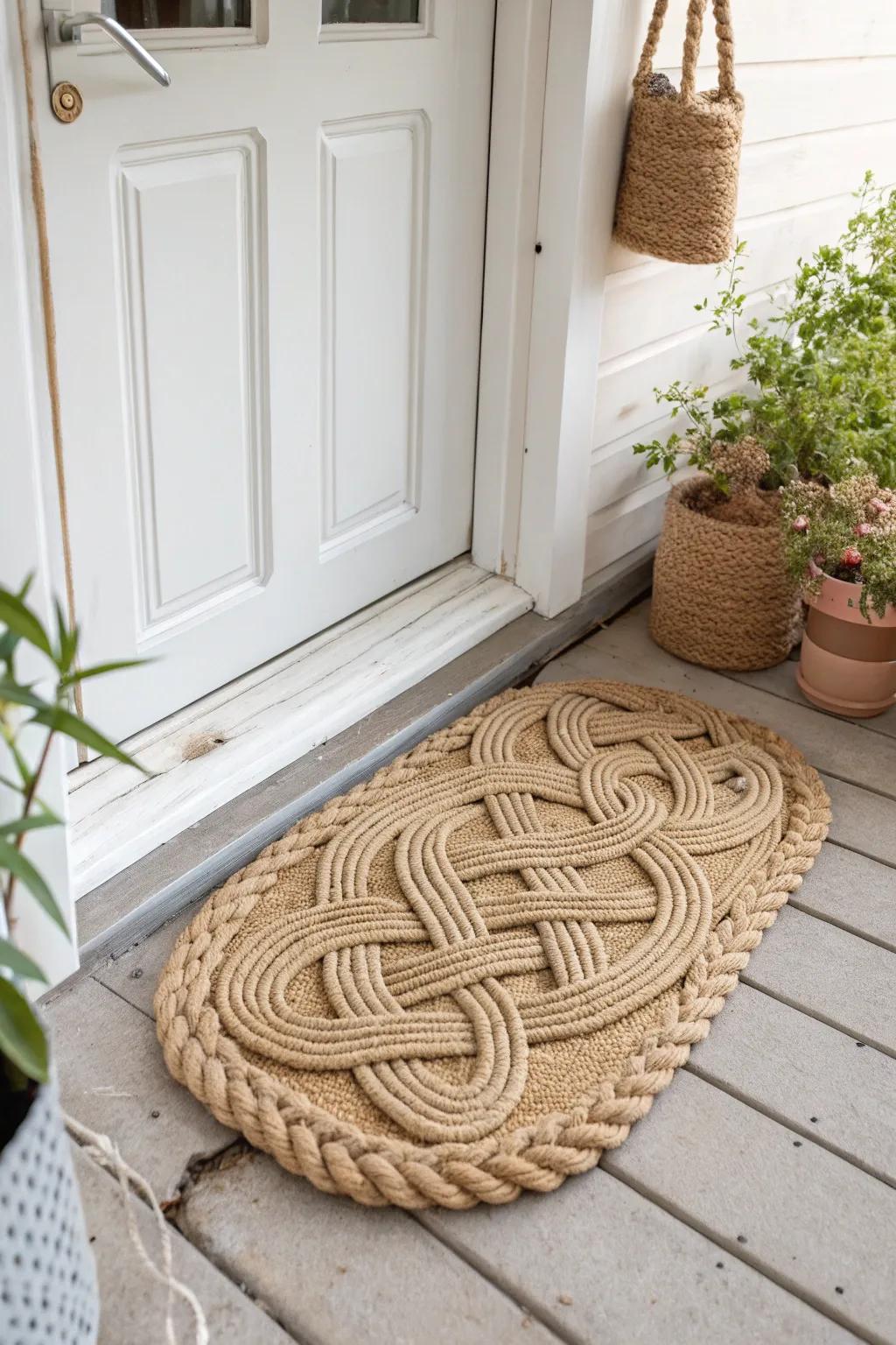 Welcome warmth and style with a handcrafted rope doormat, where simplicity meets natural elegance.