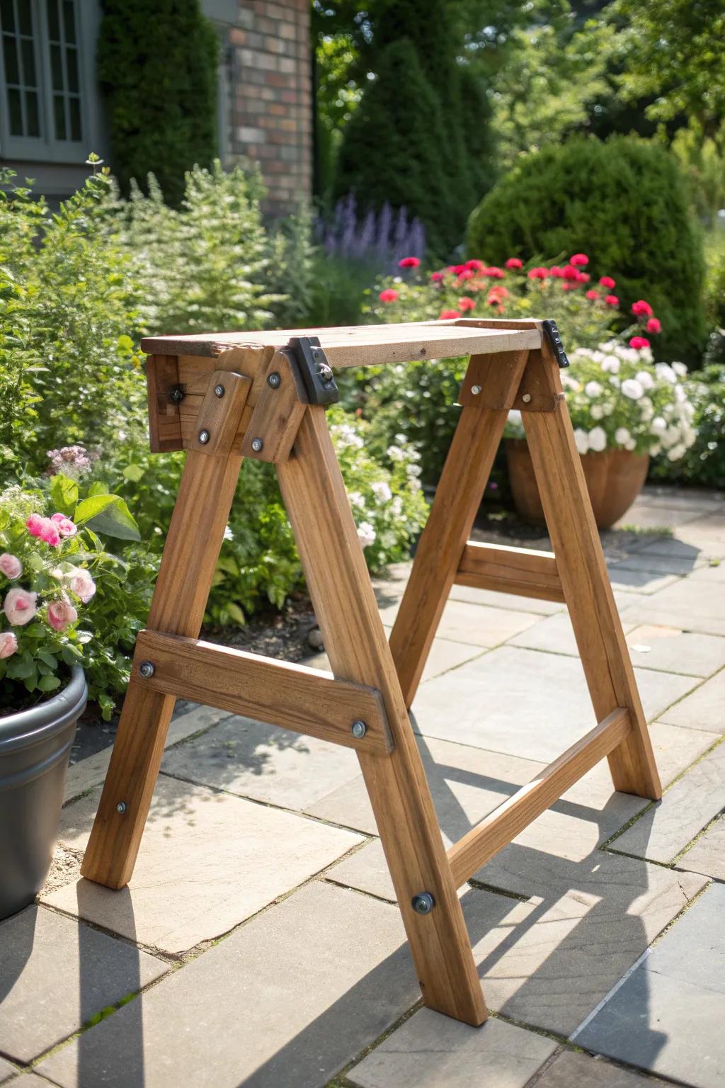 Elevate your garden projects with this weather-resistant outdoor sawhorse, crafted for style and endurance.