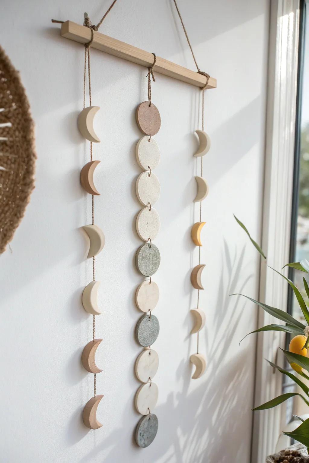 Elevate your space with celestial charm: handcrafted moon phase wall art for a touch of minimalist elegance.